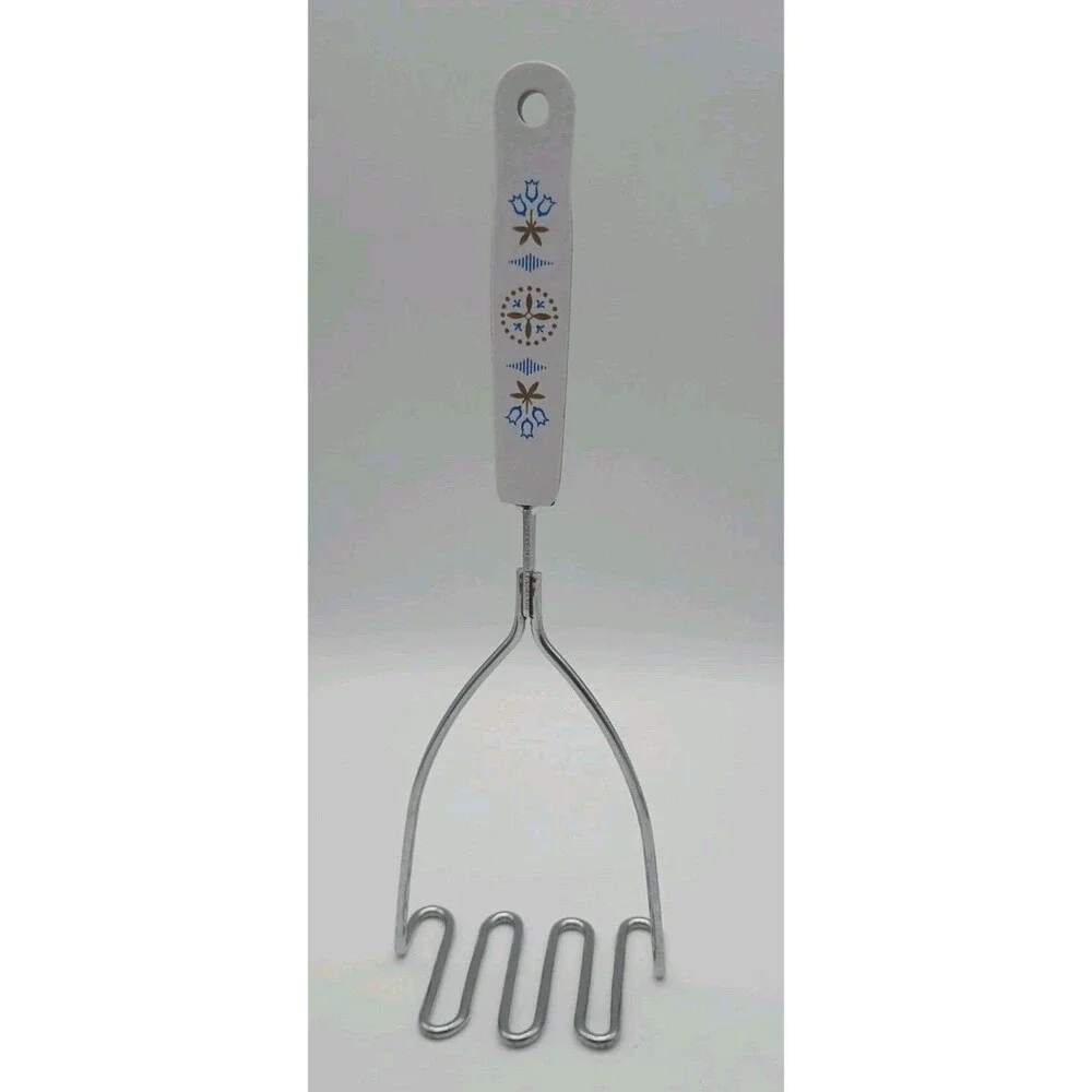 EKCO Carousel Blue Dutch Tulip Potato Masher Stainless Steel Bakelite Handle USA